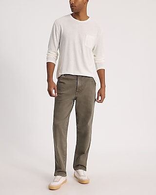 Loose Dusty Olive Stretch Carpenter Jeans