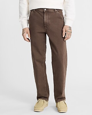 Loose Brown Stretch Carpenter Jeans