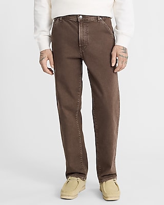 Loose Brown Stretch Carpenter Jeans