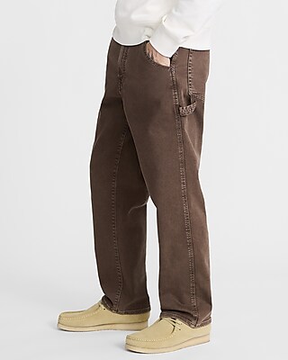 Loose Brown Stretch Carpenter Jeans