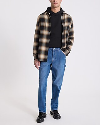 Loose Medium Wash Stretch Carpenter Jeans