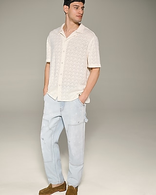 Loose Light Wash Paint Splatter Carpenter Jeans