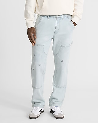 Loose Light Wash Paint Splatter Carpenter Jeans