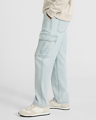 Loose Light Wash Cargo Pocket Jeans