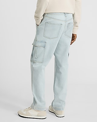 Loose Light Wash Cargo Pocket Jeans