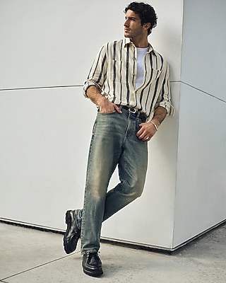 Loose Medium Wash Stretch Jeans