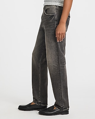 Loose Washed Black Stretch Jeans