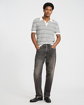 Loose Washed Black Stretch Jeans
