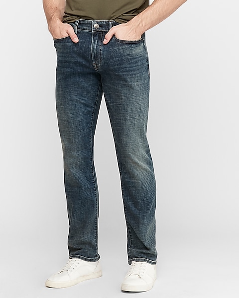 Straight Fit Medium Wash Hyper Stretch Jeans | Express