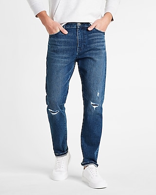 dark blue ripped skinny jeans mens