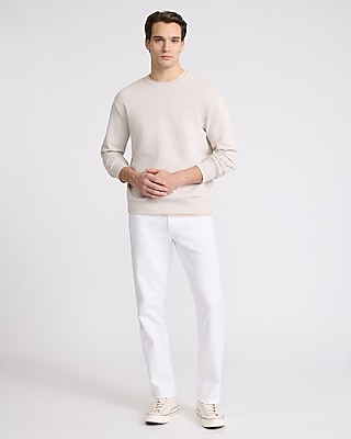 straight white stretch jeans