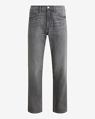 Straight Gray Wash Stretch Jeans