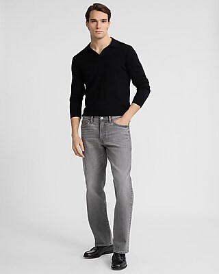 Straight Gray Wash Stretch Jeans