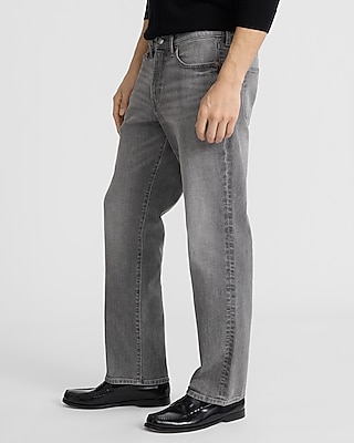 Straight Gray Wash Stretch Jeans