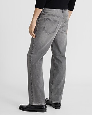 Straight Gray Wash Stretch Jeans