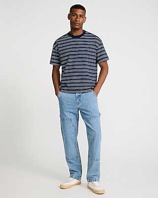 Straight Light Wash Stretch Carpenter Jeans