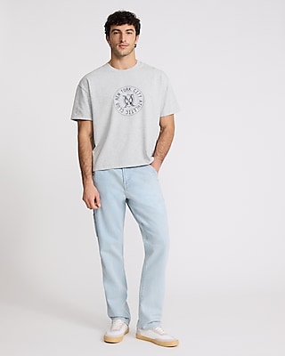 Straight Light Wash Carpenter Stretch Jeans