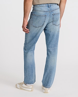 Straight Light Wash Paint Splatter Stretch Jeans