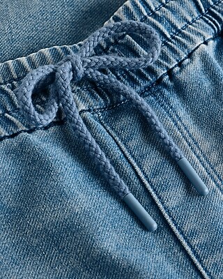 Straight Light Wash Drawstring Hyper Stretch Jeans