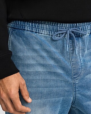 Straight Light Wash Drawstring Hyper Stretch Jeans