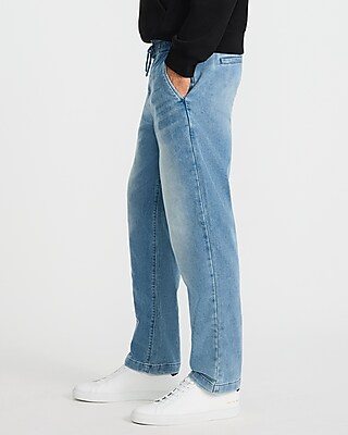 Straight Light Wash Drawstring Hyper Stretch Jeans