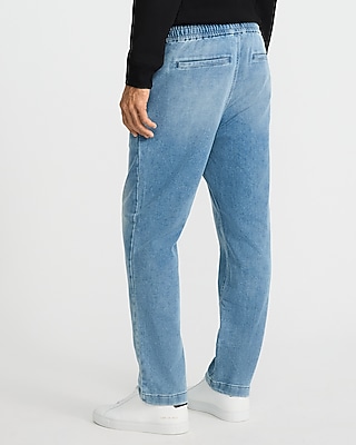 Straight Light Wash Drawstring Hyper Stretch Jeans