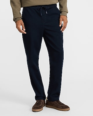 Straight Dark Wash Drawstring Hyper Stretch Jeans