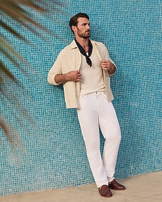 Straight White Wash Hyper Stretch Jeans