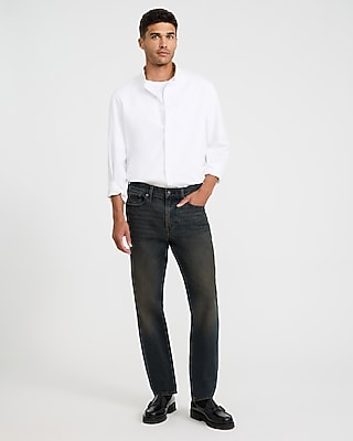 Slim Straight Faded Dark Wash Jeans