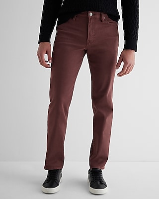 slim straight brown hyper stretch jeans