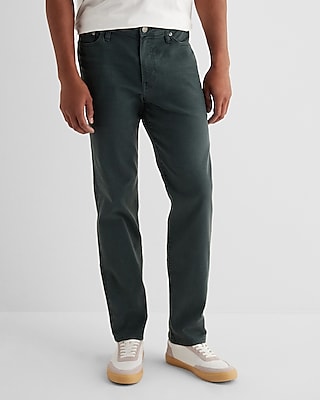 slim straight forest green hyper stretch jeans