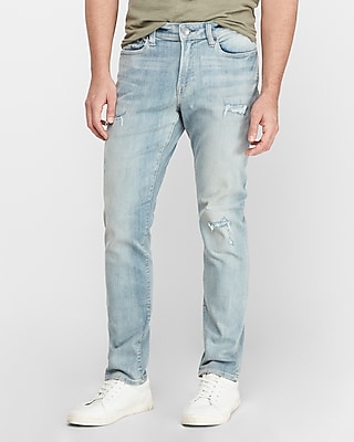 light wash destroyed jeans mens