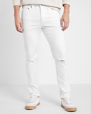 mens white slim straight jeans