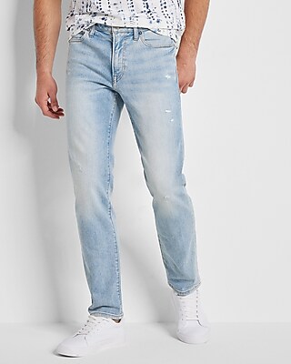 light wash slim straight jeans