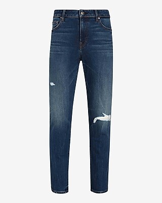 Slim Ripped Dark Wash Stretch Jeans Express