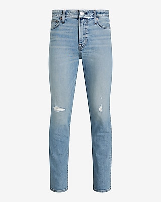 Slim Light Wash Ripped Hyper Stretch Jeans