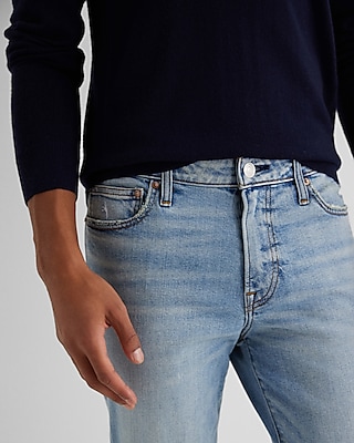 Slim Light Wash Ripped Hyper Stretch Jeans