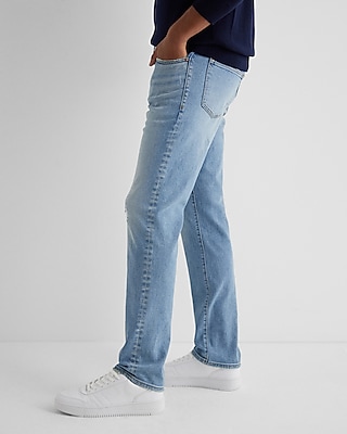 Slim Light Wash Ripped Hyper Stretch Jeans