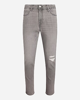 Slim Gray Ripped Stretch Jeans