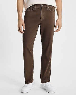 Slim Straight Brown Stretch Jeans