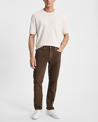 Slim Straight Brown Stretch Jeans