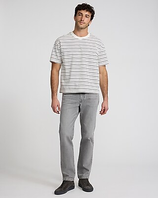 Slim Straight Gray Wash Stretch Jeans