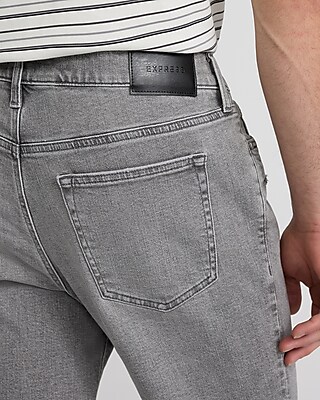 Slim Straight Gray Wash Stretch Jeans