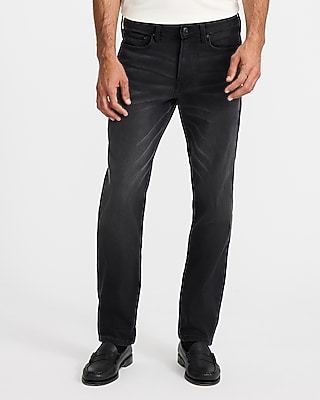 Slim Straight Black Wash Flex Fleece Jeans