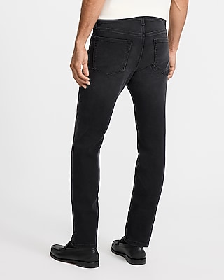 Slim Straight Black Wash Flex Fleece Jeans