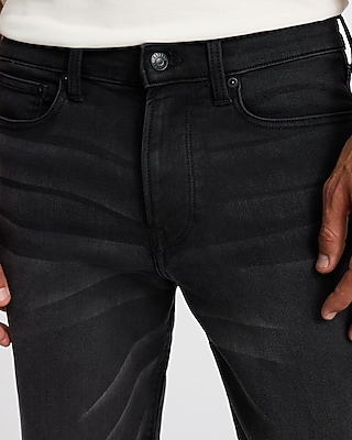 Slim Straight Black Wash Flex Fleece Jeans