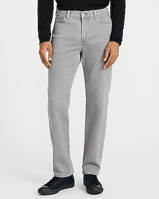 Slim Straight Gray Wash Flex Fleece Jeans