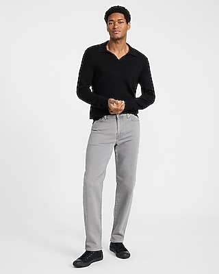 Slim Straight Gray Wash Flex Fleece Jeans