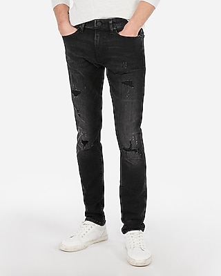 black stretch ripped jeans