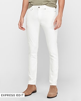 white ripped stretch jeans